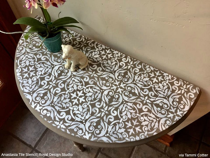 Anastasia Damask Tile Furniture Stencil