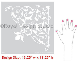 Intricate and Exotic Home Decor - Moroccan Ceiling Corner Stencils - Royal Design Studio