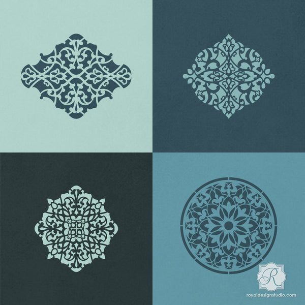 Intricate and Detailed Moroccan Designs for DIY Pillows, Wall Art, Table Decor, and more - Arabesque Ornament Craft Stencils Set- Royal Design Studio
