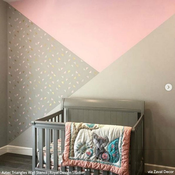 Aztec Triangles Raven + Lily Wall Stencil