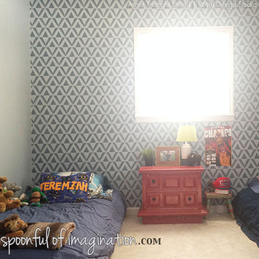 Painting Home Decor with Wall Stencils - Geometric Stencils for Boys Room Decor