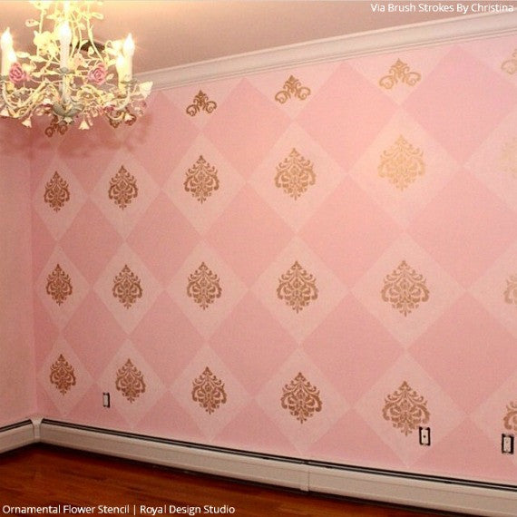 Ornamental Flower Wall Stencil