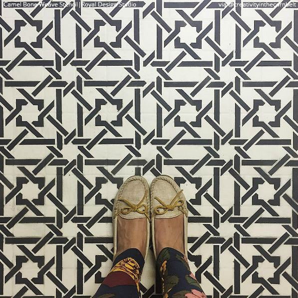 Camel Bone Weave Moroccan Stencil