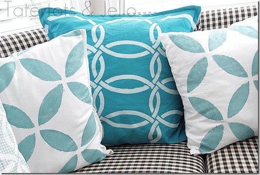 Painted Pillows Project using Chain Link Stencils - Royal Design Studio