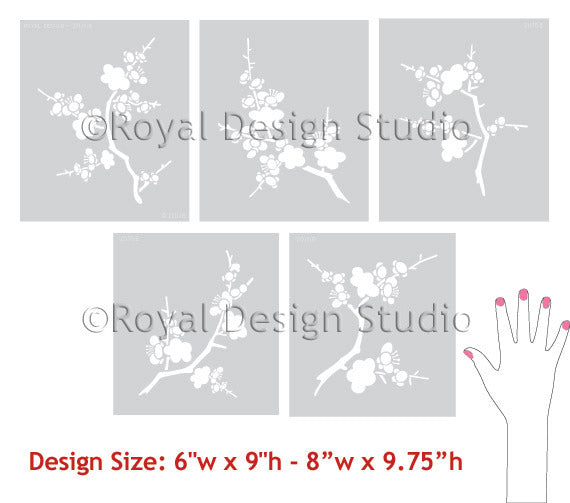 Cherry Blossoms Stencils to use as Wall Stencils, Furniture Stencils, and more! - Royal Design Studio