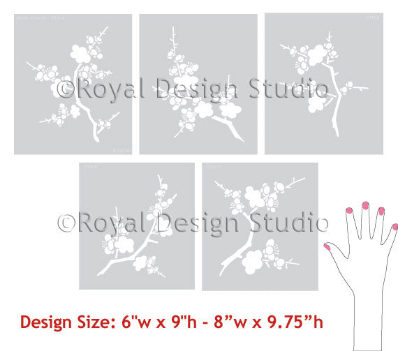 Cherry Blossoms Stencils to use as Wall Stencils, Furniture Stencils, and more! - Royal Design Studio