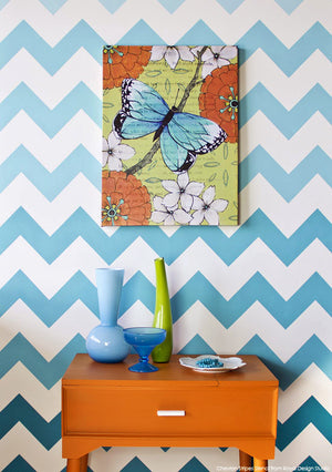 Chevron stenciled stripes with ombre paint finish - Decorative wall stencils by Royal Design Studio