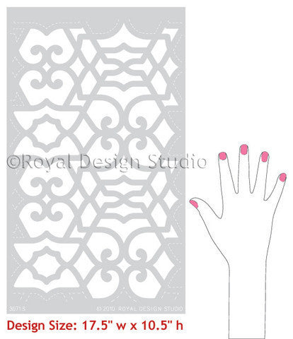 STENCIL per mobili KASHMIR Indian Furniture Stencil for Painting Stencil  damascato riutilizzabile Stencil damascato marocchino -  Italia