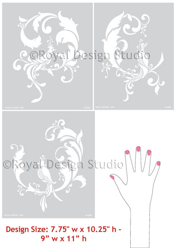 DIY Wall Painting with Oriental Chinois Birds Wall Stencil patterns