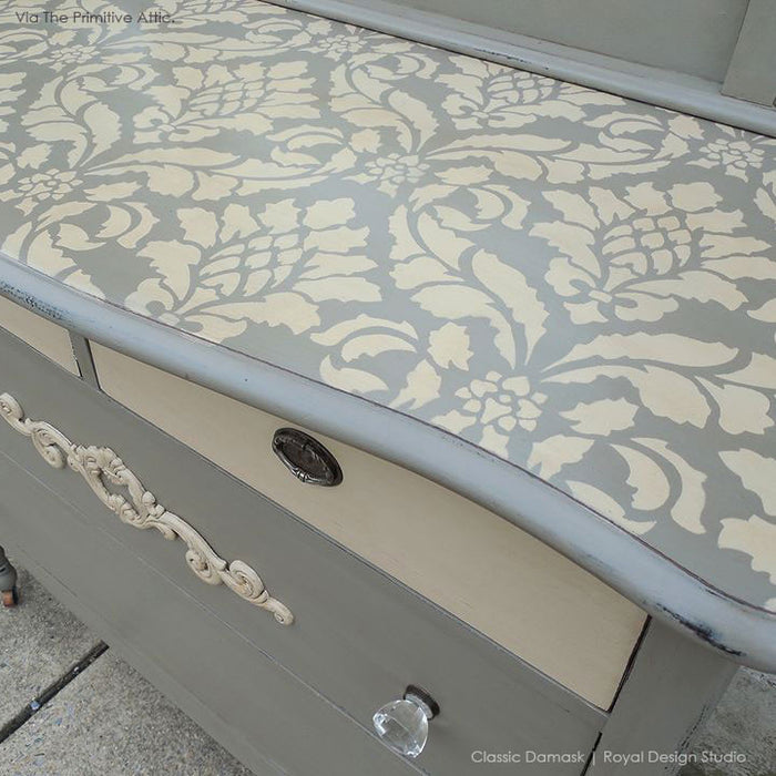 Large Trellis Wall Stencil | Acanthus Damask Wall Stencil for DIY Wallpaper