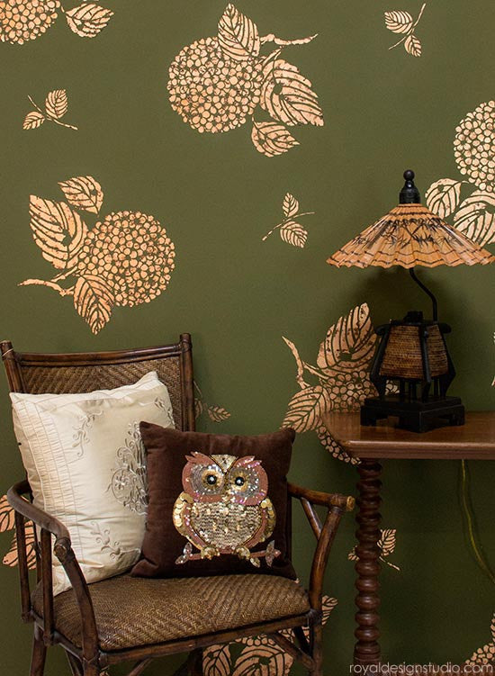 Copper Gilded Flowers with Royal Stencil Size