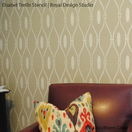 Modern Tribal Allover Trellis Wall Stencil | Elsebet Trellis | Raven+Lily Stencils | Royal Design Studio