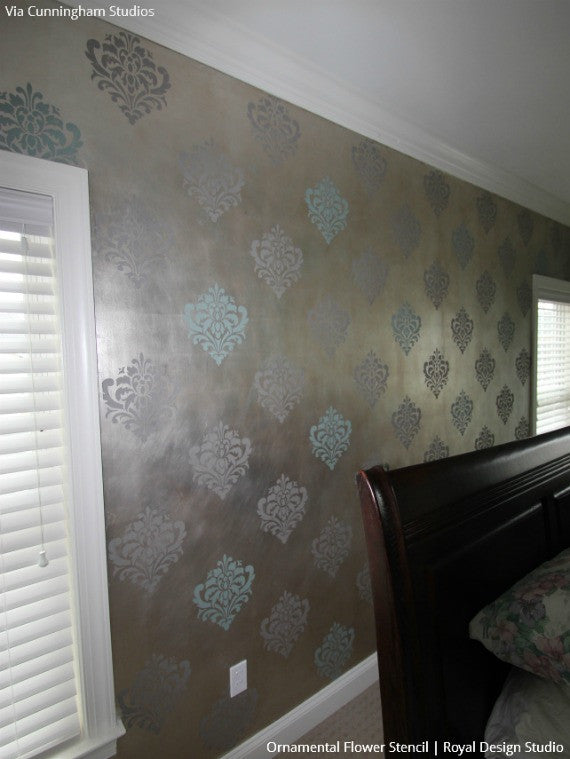 Ornamental Flower Wall Stencil