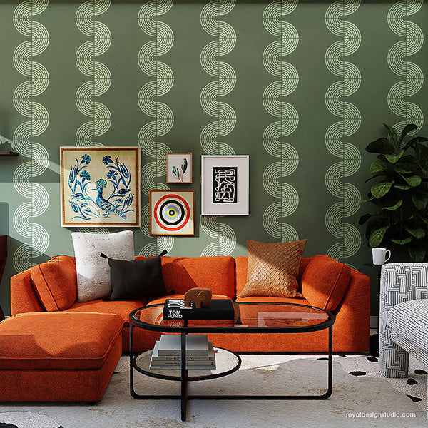 NEW! Deco Wave Wall Stencil