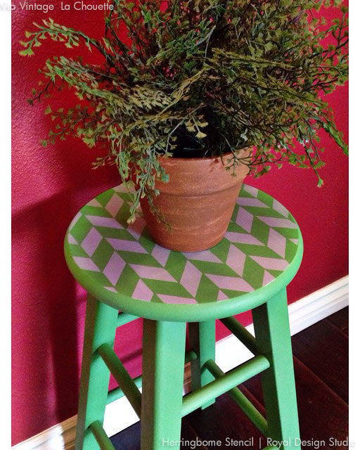 Herringbone Pattern Furniture Stencil