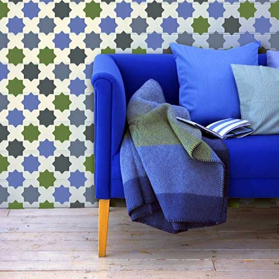 Moroccan Stencils Eight Pointed Stars Wall Stencils - Royal Design Studio