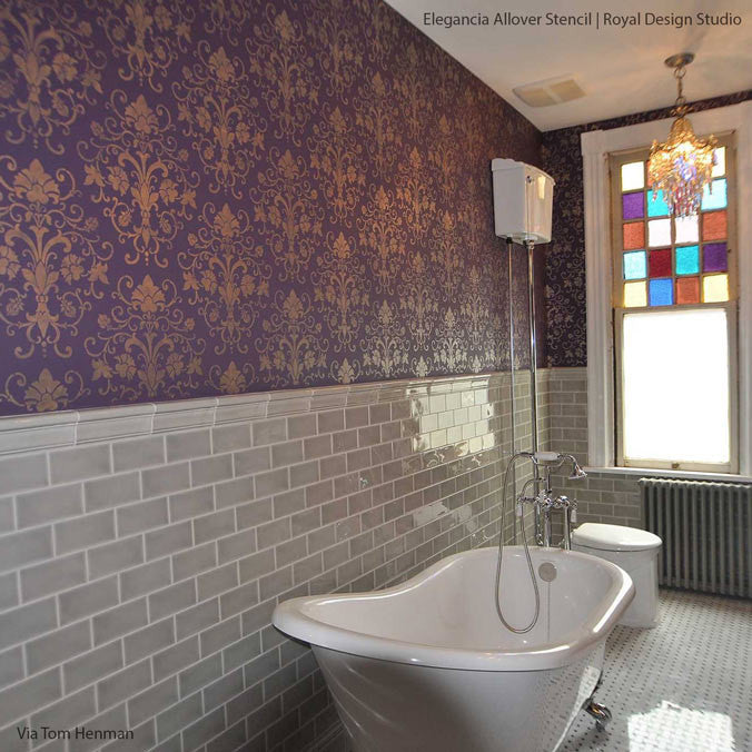 Elegant Allover Wall Stencils for Stenciling Wall Decor Art and Accent Walls - Royal Design Studio