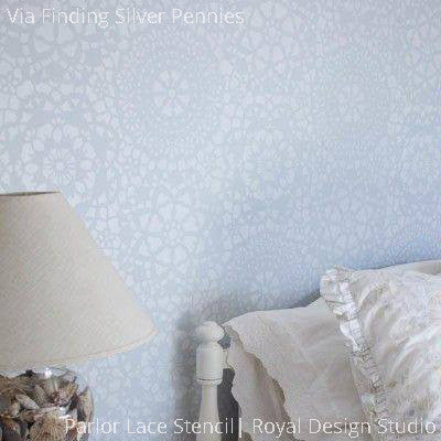 Shabby Chic Lace Wall Stencils for DIY Wallpaper Look - Royal Design Studio