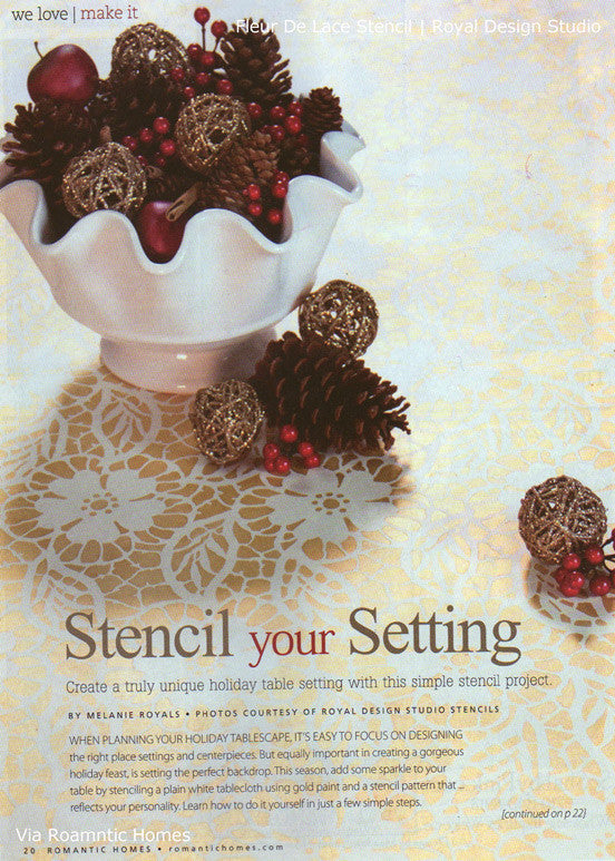 Furniture Lace Stencil Fleur de Lace Furniture Stencils for Painting Dressers and Table Tops - Royal Design Studio Stencils