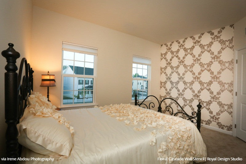 Floral Cascade Damask Wall Stencil