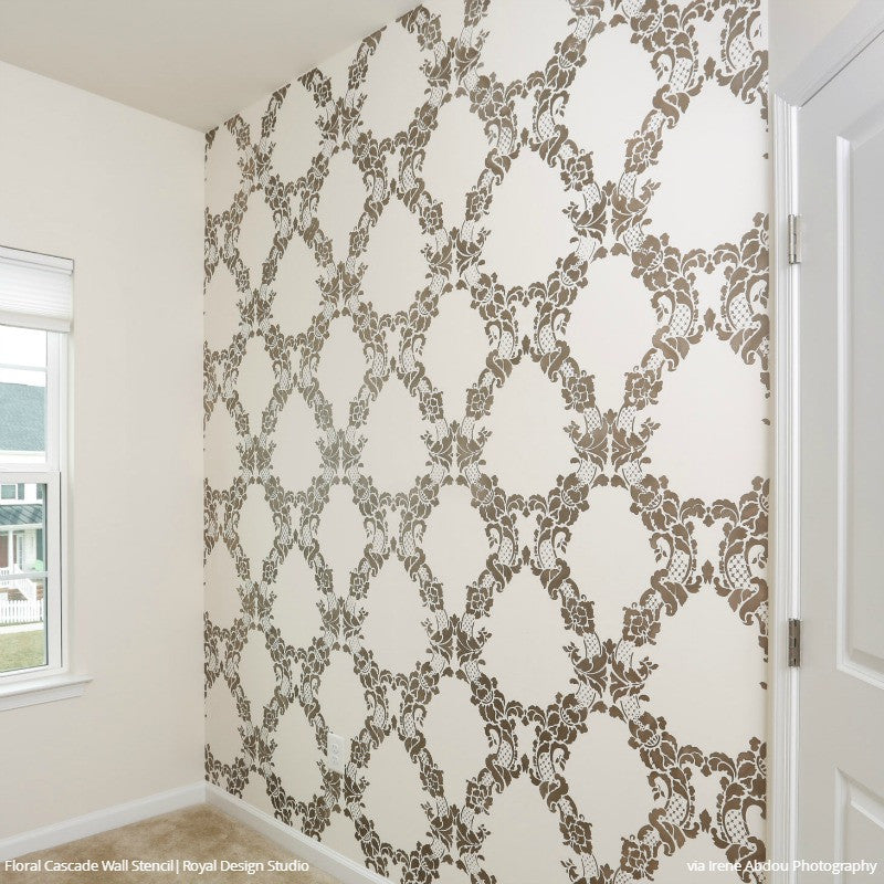 Floral Cascade Damask Wall Stencil