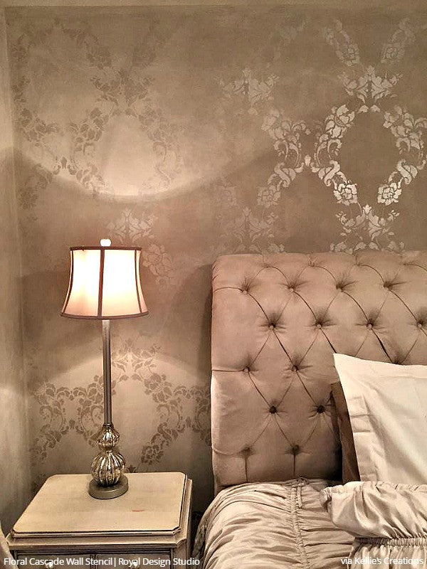 Large Flower Stencils Classic Traditional Glam Bedroom Wall Stencils - Royal Design Studio