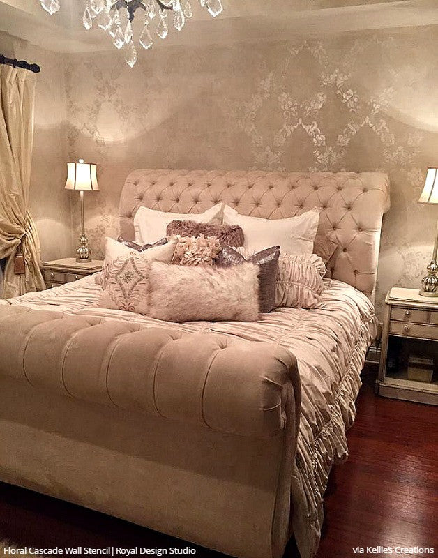 Large Wall Stencils Vintage Flower Stencils for DIY Wallpaper Royal