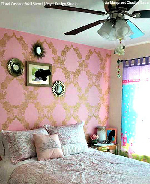 Large Wall Stencils Vintage Flower Stencils for DIY Wallpaper