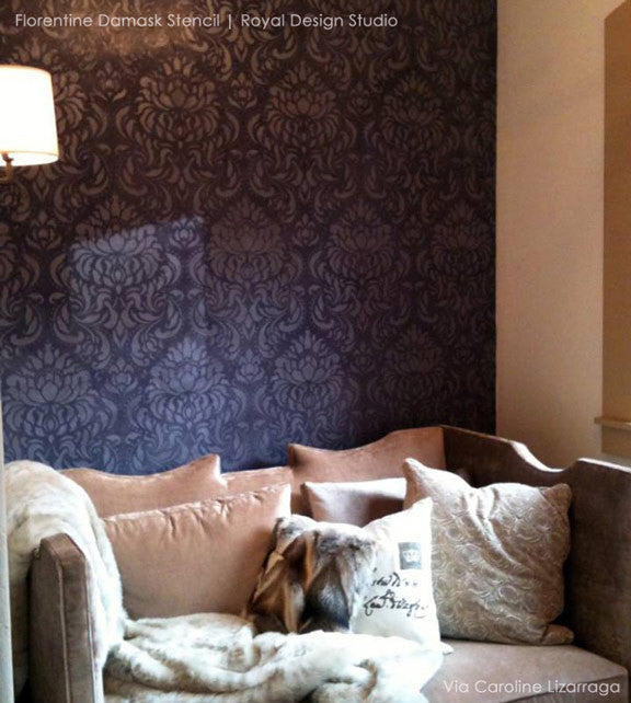 Classic and Elegant Florentine Damask Stencil Patterns for Painting Wallpaper Looks on Walls - Royal Design Studio