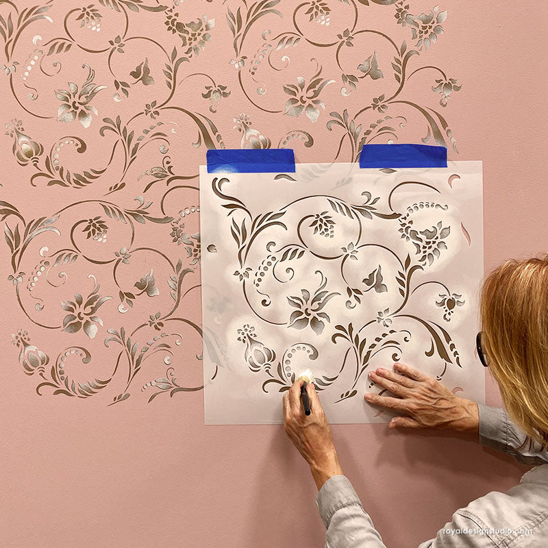 Flourish Allover Wall Stencil