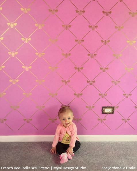 French Bee Trellis Stencil