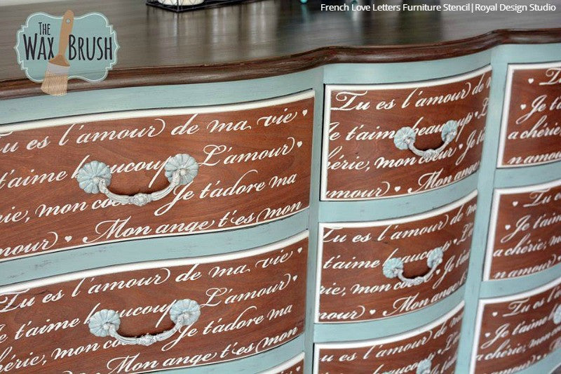 French Love Letters Furniture Stencil