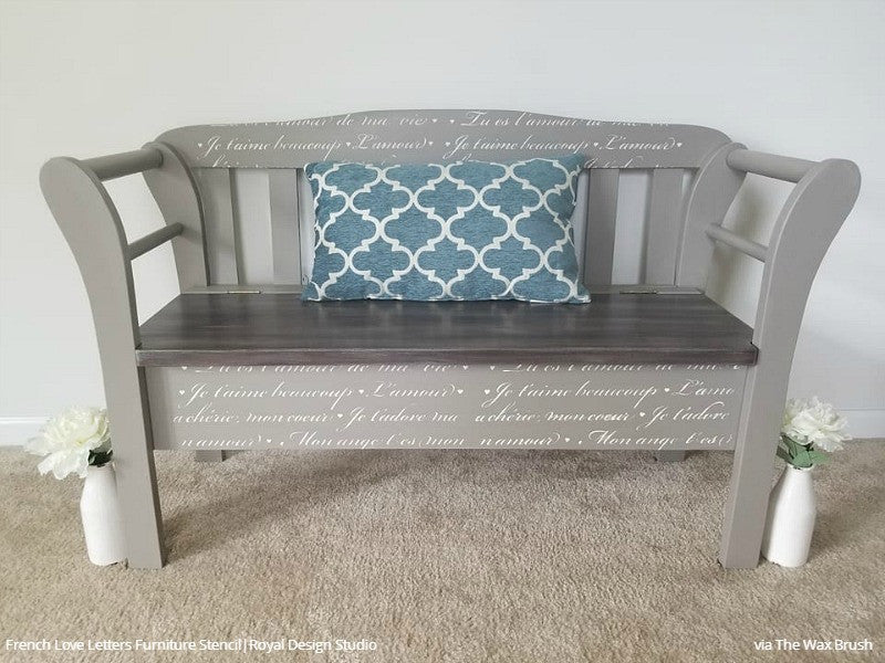 French Love Letters Furniture Stencil