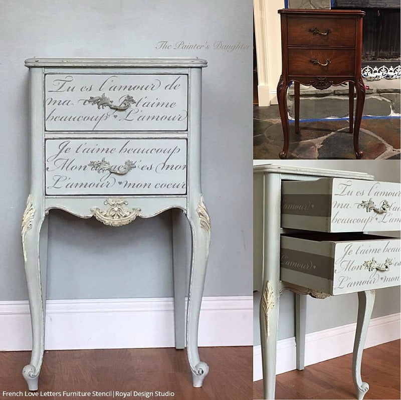 French Love Letters Furniture Stencil