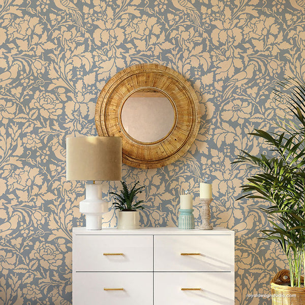 French Floral Damask Wall Stencil