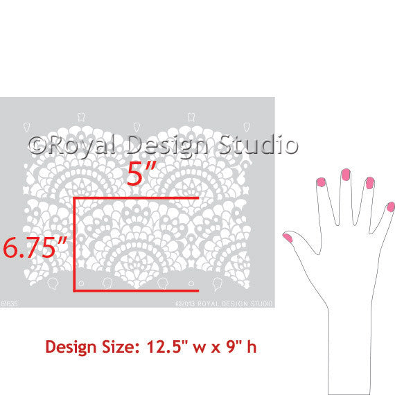 Spanish Lace Scallop Design - Painted Furniture Stencils - Royal Design Studio