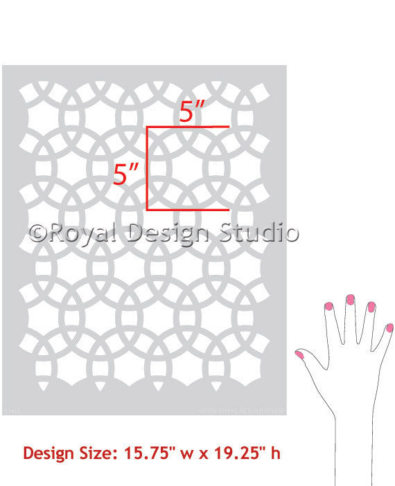 Geometric Circle Shapes for Cute or Exotic Wall Decor - Royal Design Stusio Meknes Circles Moroccan Painted Furniture Stencils