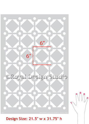 Large Diamonds & Dots, Allover Wall Stencil Pattern, by Bonnie Christine for Royal Design Studio