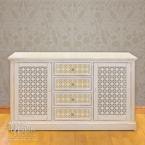 Painting Modern Designs on Furniture with Stencils, Diamonds & Dots, by Bonnie Christine for Royal Design Studio