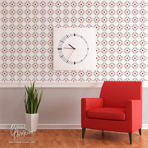 Modern Allover Wall Stencil, Diamonds & Dots, by Bonnie Christine for Royal Design Studio