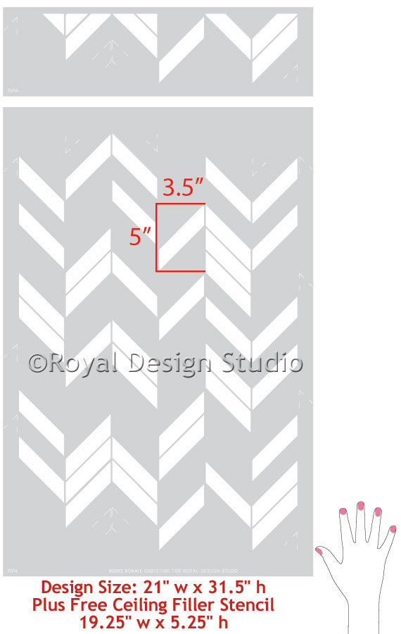 Modern Wall stencil, Herringbone Shuffle, by Bonnie Christine for Royal Design Studio