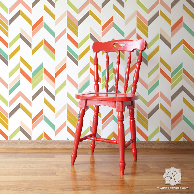 Herringbone Shuffle Wall Stencil