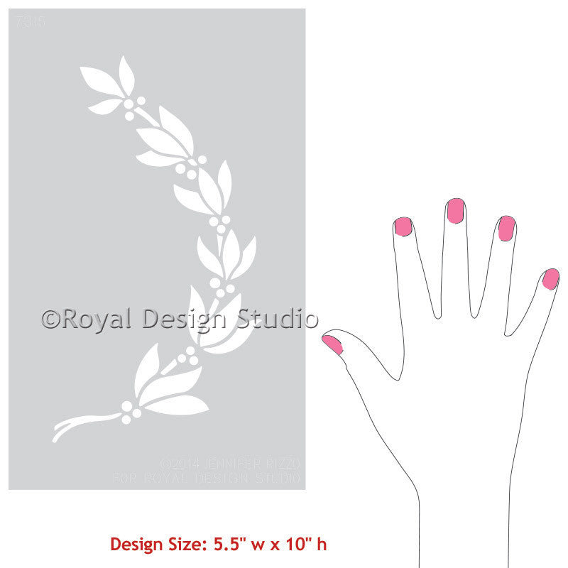 Christmas Leaf Vine Garland for Stenciling and Crafting - Royal Design Studio