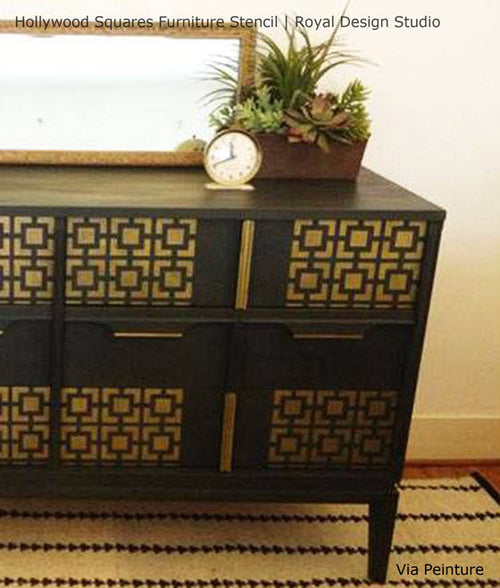 Modern & Geometric Wall Stencils Hollywood Squares Stencil