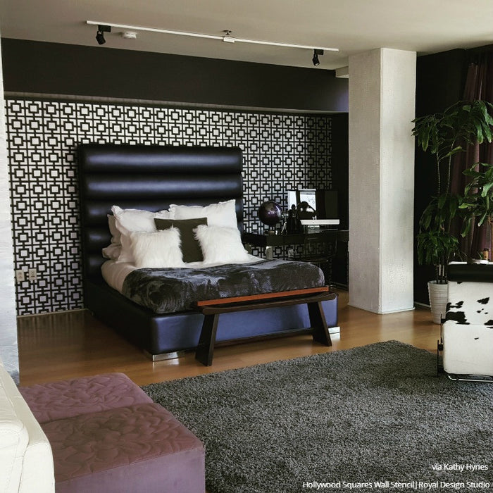 Modern & Geometric Wall Stencils Hollywood Squares Stencil