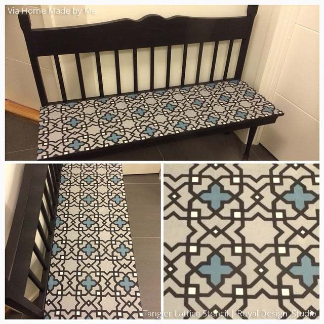 Painting Furniture with Exotic Pattern and Tangier Lattice Moroccan Furniture Stencils - Royal Design Studio