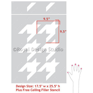 Classic, Retro, or Modern Houndstooth Pattern Allover Wall Stencils for DIY Home Decor Decorating - Royal Design Studio
