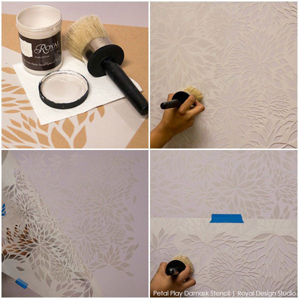 Decorate your home with pattern and color - Petal Play Floral Damask Wall Stencils from Royal Design Studio