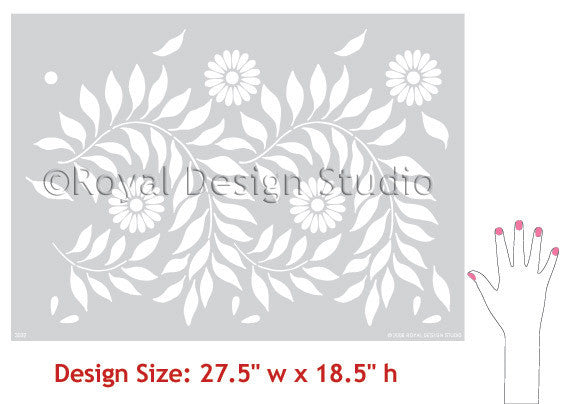 Decorate your Home with Indian Floral Wall Stencils for Swirl Flower Designs - Royal Design Studio