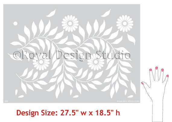 Indian Floral Wall Stencil